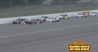 Reese’s Sweet Move of the Race: Brenden Queen hangs tough on the top to take the lead at Michigan